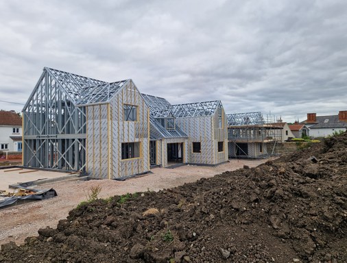 Steel framed housing development under construction