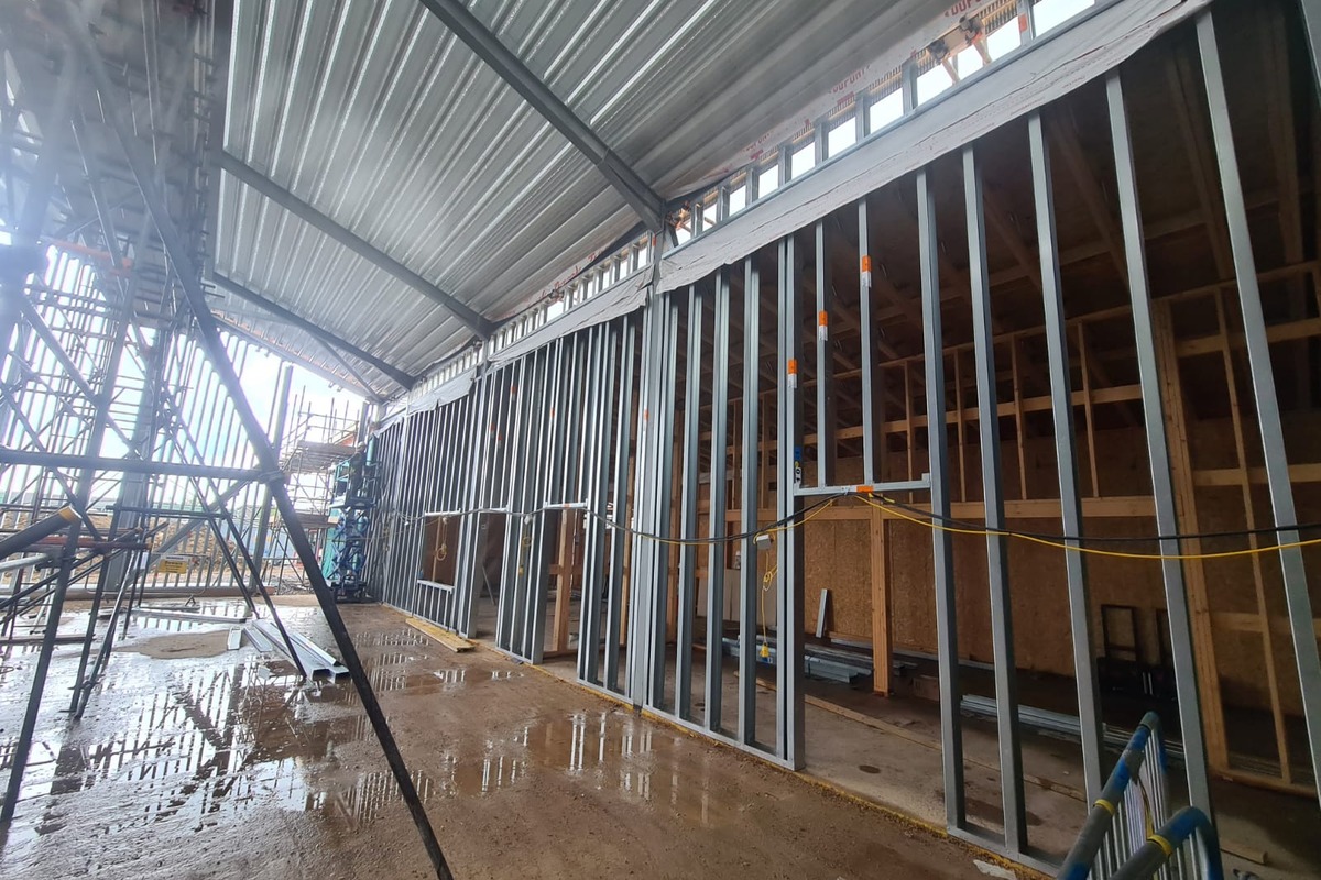 Steel framing installation on a school extension project in Bristol
