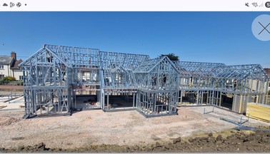 SFS housing plot steel frame detail on site in Cornwall