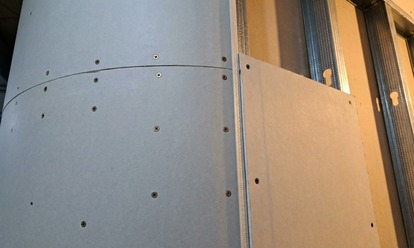 Stud partition and dry lining detail with clean alignment and fixings