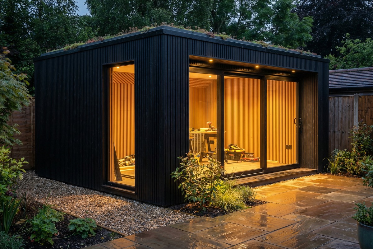 Modern fully insulated garden room exterior with clean detailing