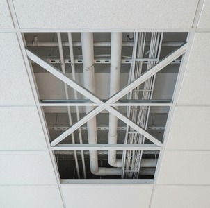 Suspended ceiling grid installation detail